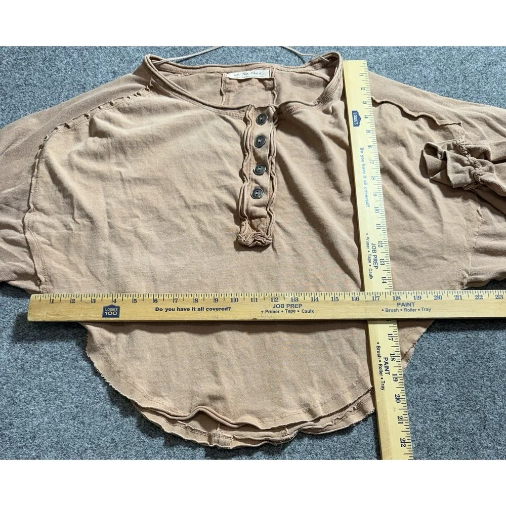 We The Free Melodi Henley Top‎ Sz L Dolman Sleeve Cropped Boho Casual Round Hem - Picture 8 of 8